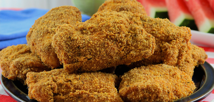 Healthy Oven Fried Chicken with Peanut Flour