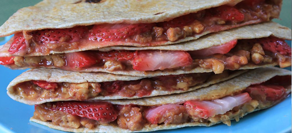 Peanut Butter and Strawberry Quesadillas