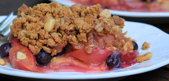 Peach Berry Crisp with Oatmeal-Peanut Topping