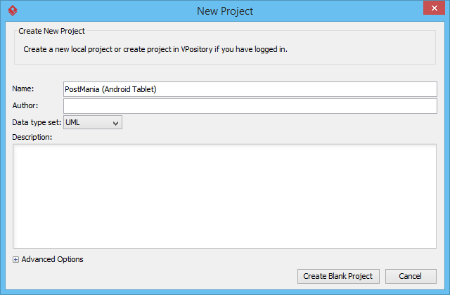 Create blank project