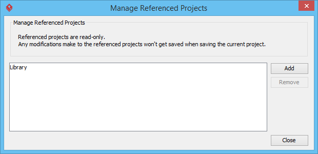 Manage referenced project window