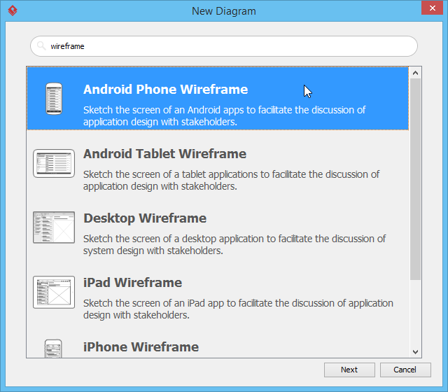 Create android phone wireframe