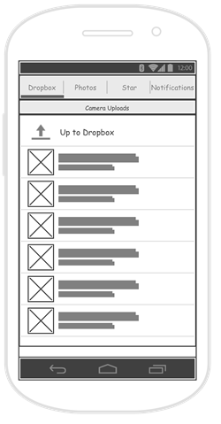 Dropbox wireframe example