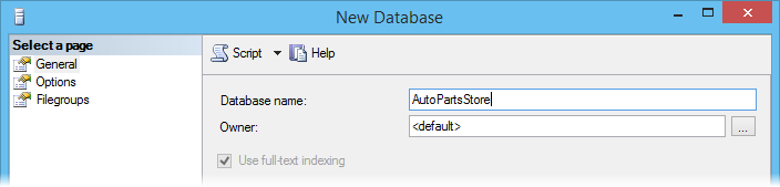 Entering database name