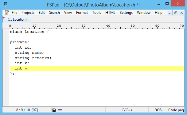 editing cpp file