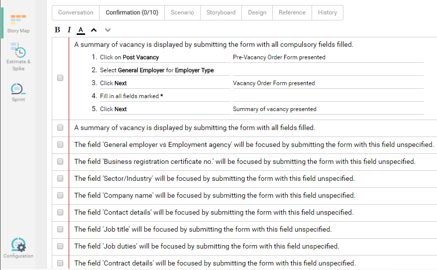 User Story 3C's - Confirmation