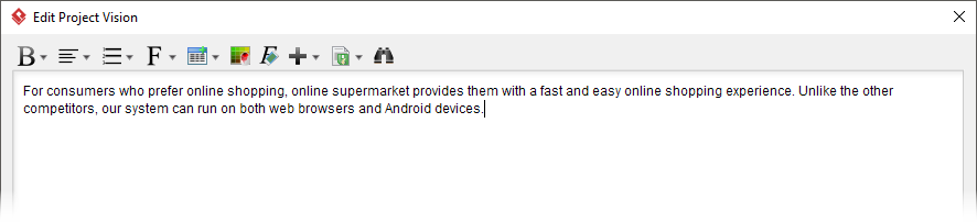 Editing project vision
