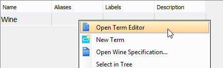 Open Term editor