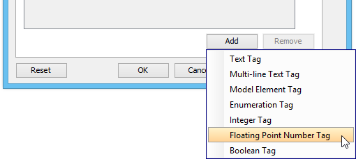 Adding floating point number tag