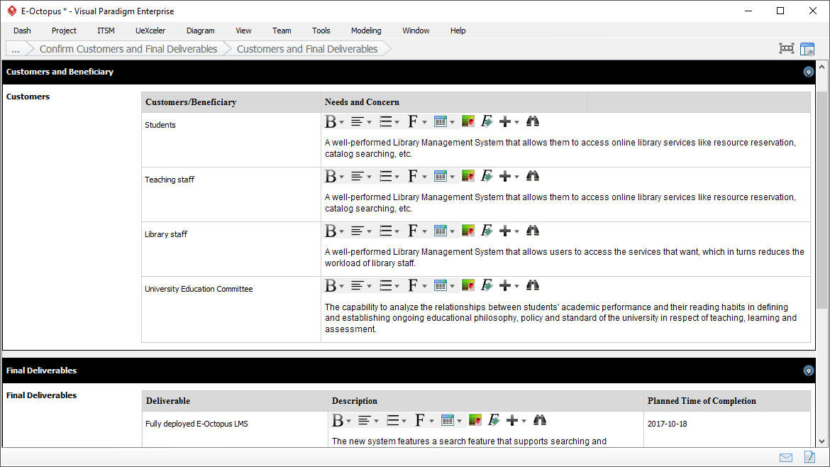 Project Management form-filling