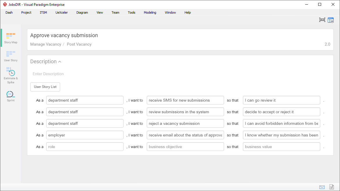 User Story Statements