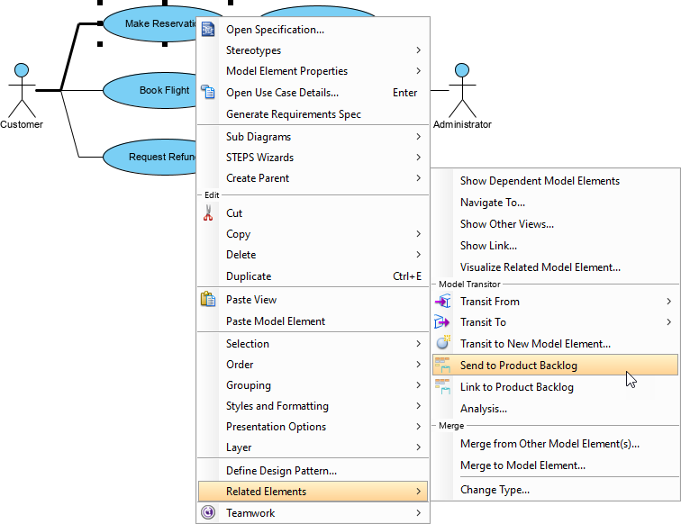 Send use case to product backlog