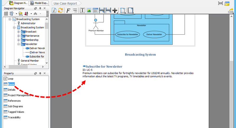 Use case dragged to document