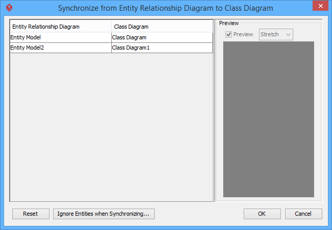 er diagram to uml class diagram mapping dialog box