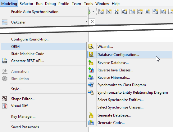 Open database configuration