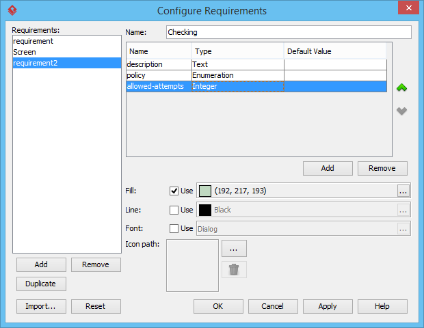 Requirement types created