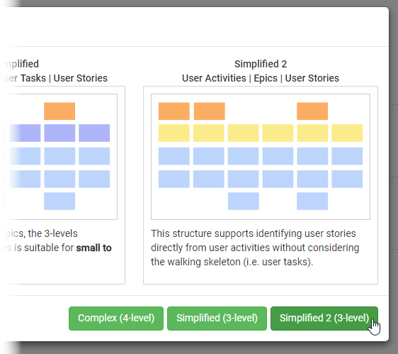 Select user story map structure