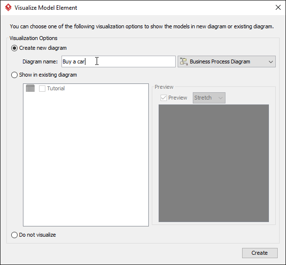 Visualize Model Element window