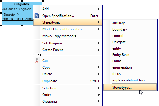 stereotype singleton