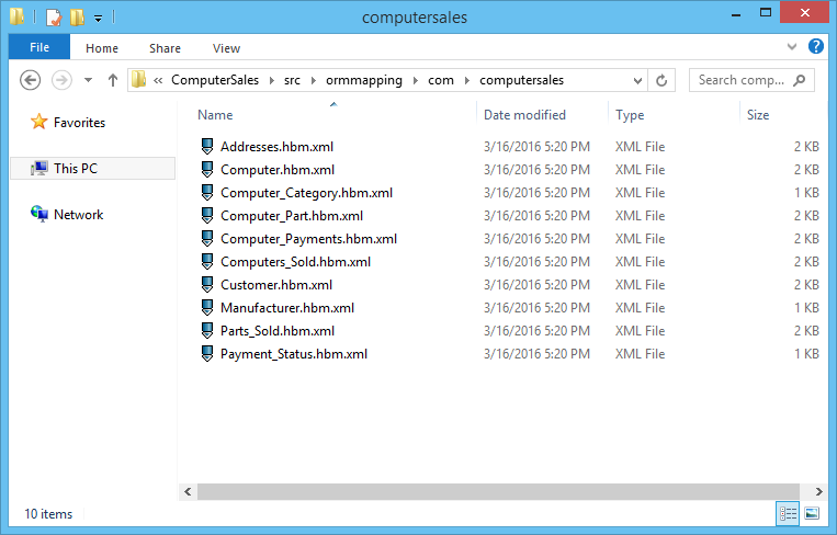 File list of generated <span class='notranslate'>Hibernate</span> map