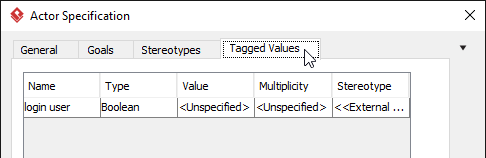 OPen tagged value tab