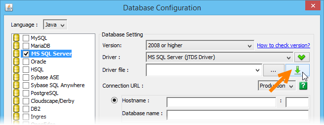 Download JDBC driver