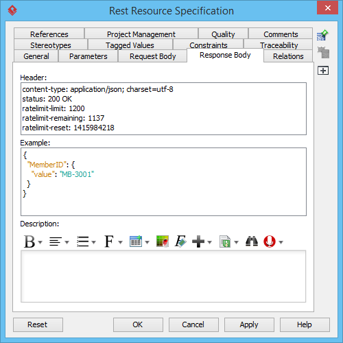 specifying rest response body