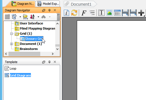 Selecting Glossary Grid