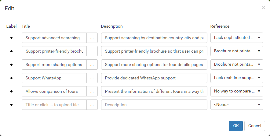 Entering ideas for improvement