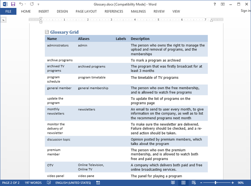 Exported Word document