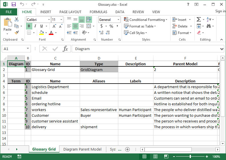 excel exported