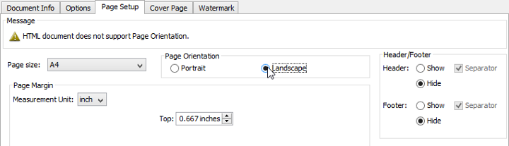 set page to landscape