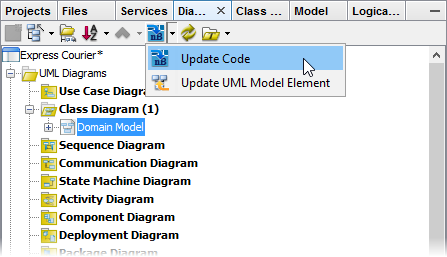 Update code from UML