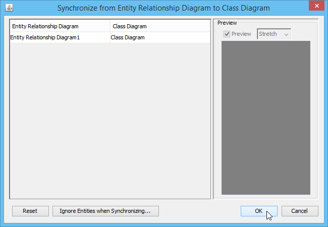 Synchronize to Class Diagram window