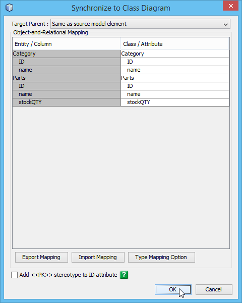 Confirm column mapping