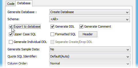 Select Export to Database