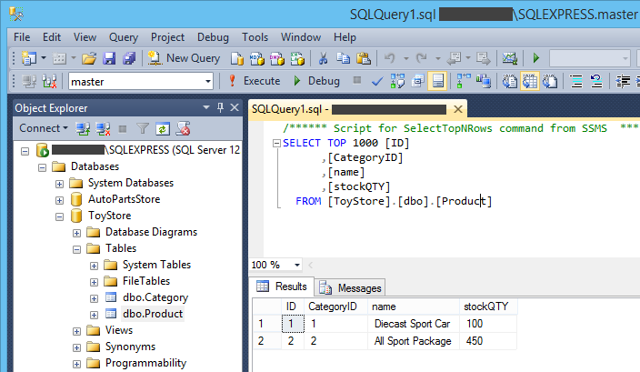 Database exported to MS SQL