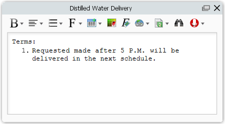 describe distilled water delivery contract