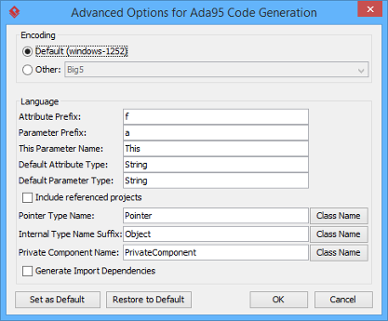 Advanced Options window