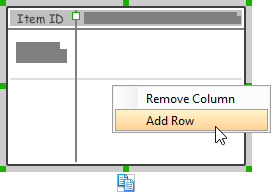 Adding row to a table