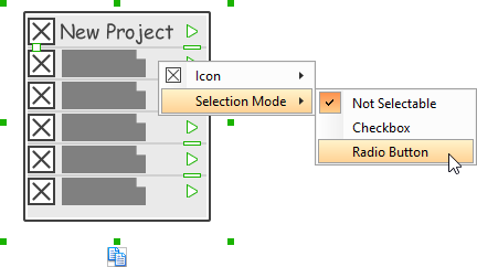 Adjusting the selection mode for a specific menu item