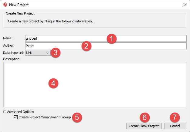 An overview of New Project window