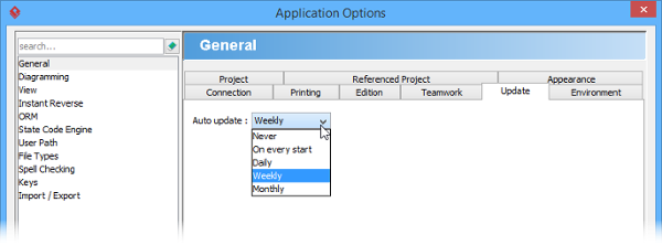 Selecting update interval