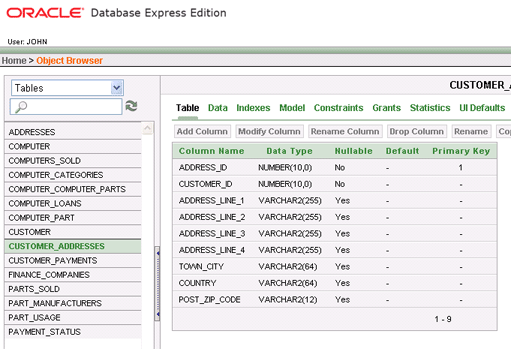 Confirm database is updated with Oracle object browser