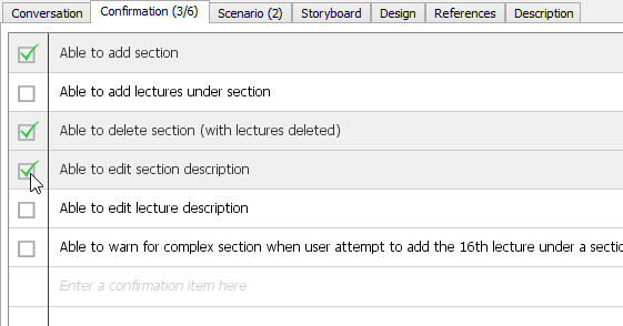 Checking confirmation items