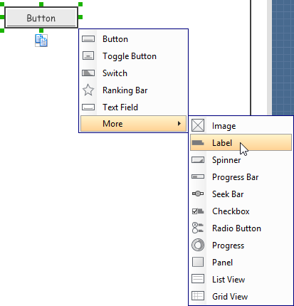 Choosing the wireframe element to be created