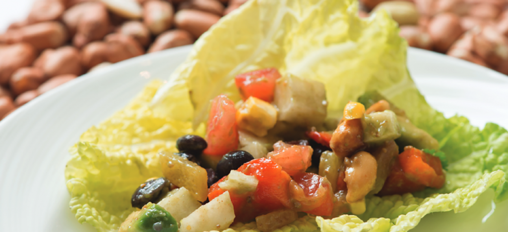 Chopped Salad of Corn, Tomatoes, Peppers, Jicama, Avocado, and Black Beans with Smoked Peanuts