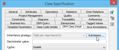 Clicking on Subclasses