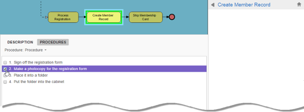 Selecting a step in procedures