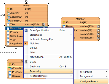 Configure the format of an entity column